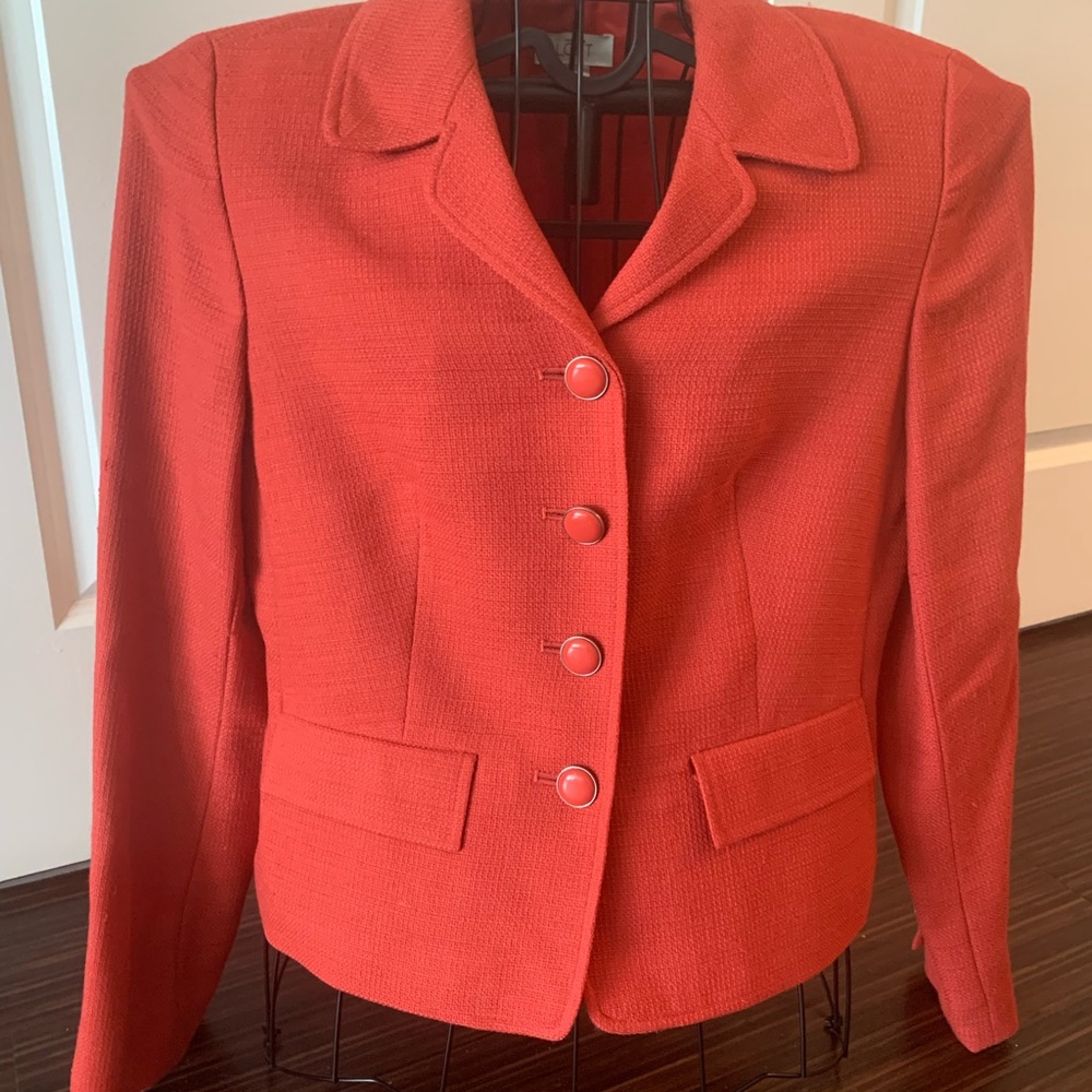 Ann Taylor Loft, size 10 Orange Tweed Suit/Blazer/Jacket